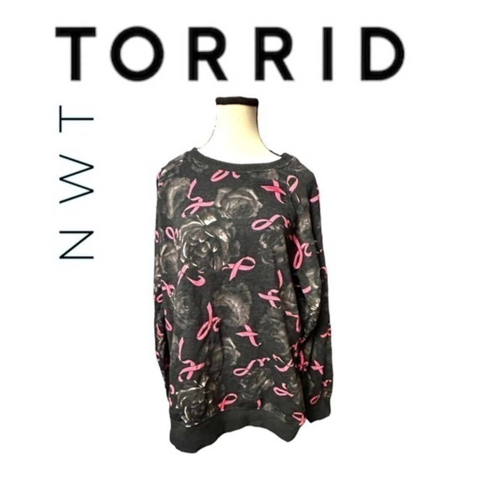 🆕 NWT Women’s Torrid 1 Pink Ribbon Breast Cancer Support Sweatershirt 14 16 1XL